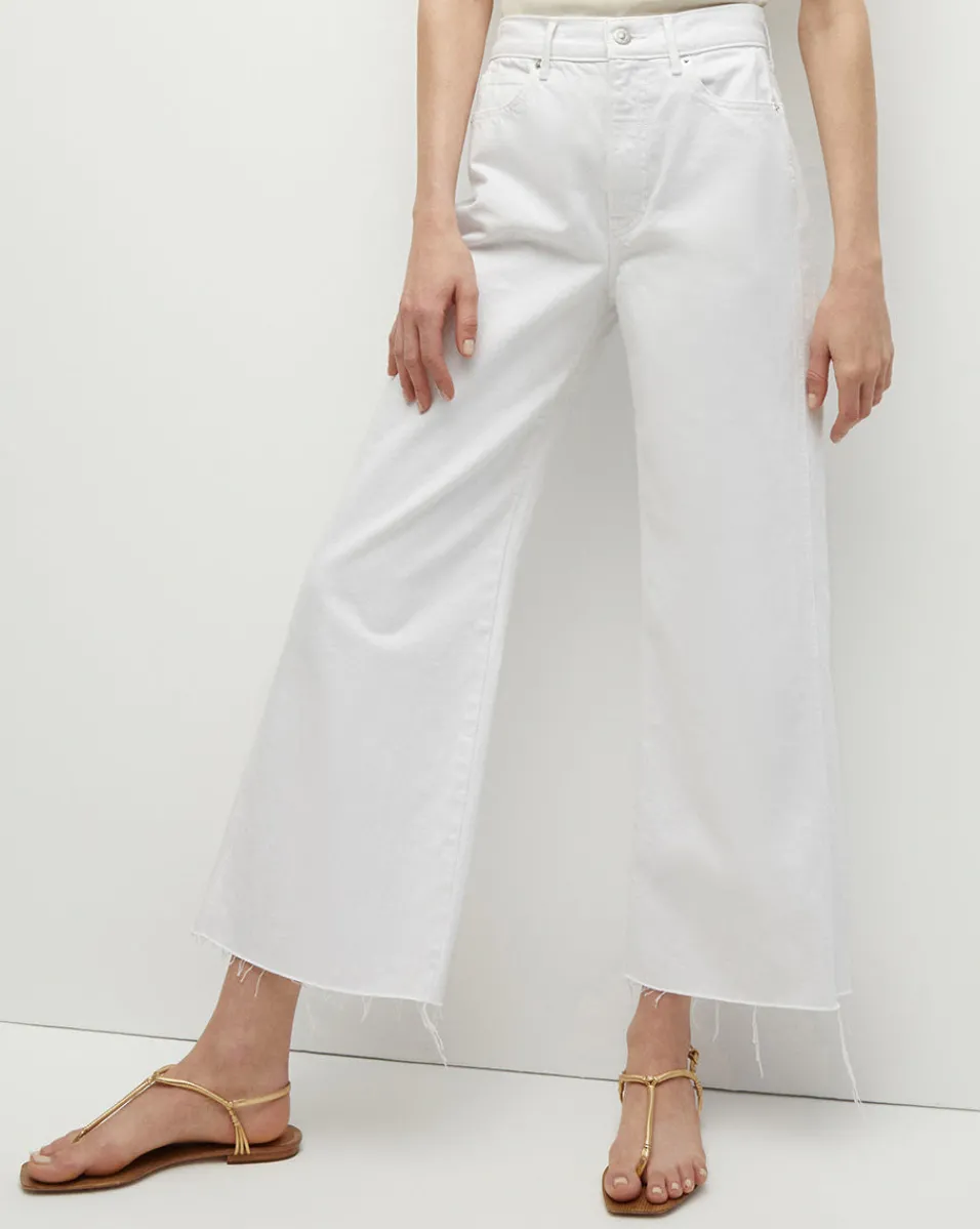 Discount Veronica Beard Taylor Cropped Wide-Leg Jean in White