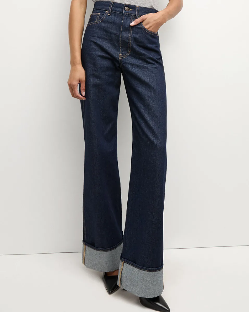 Hot Veronica Beard Taylor Wide-Leg Jean | Cuffed Jean in Dark Wash IndigoRinse