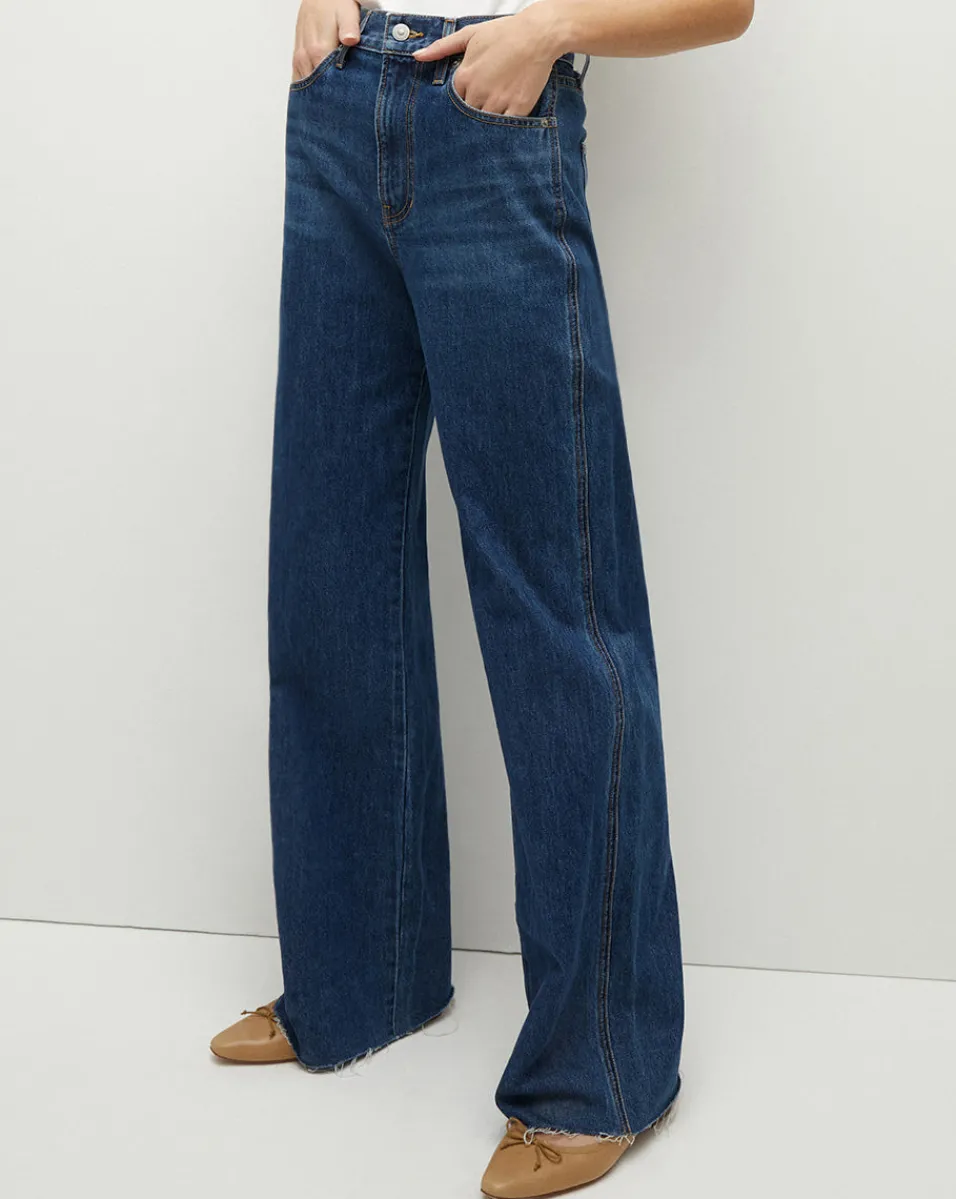 Sale Veronica Beard Taylor Wide-Leg Jean in Stoned Bright Blue StonedBrightBlue