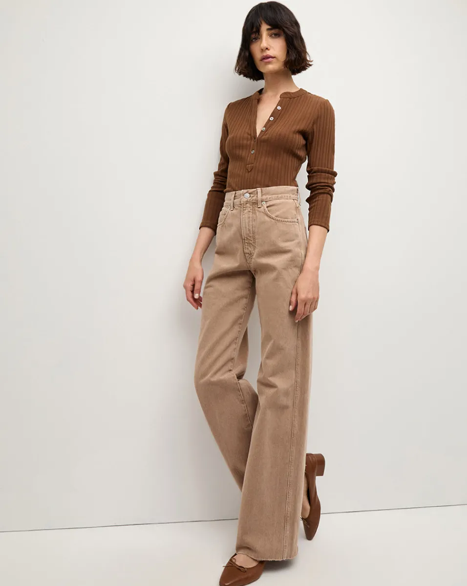 Cheap Veronica Beard Taylor Wide-Leg Jean in Tan TanSierra