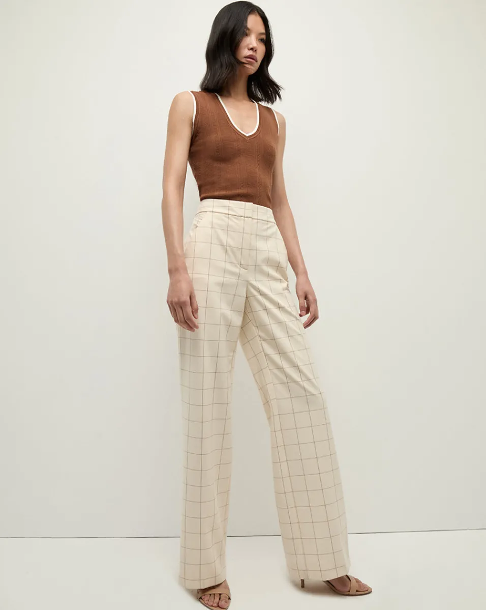 Best Veronica Beard Tonelli Plaid Pant in Ecru/Deep Ochre Ecru/DeepOchre