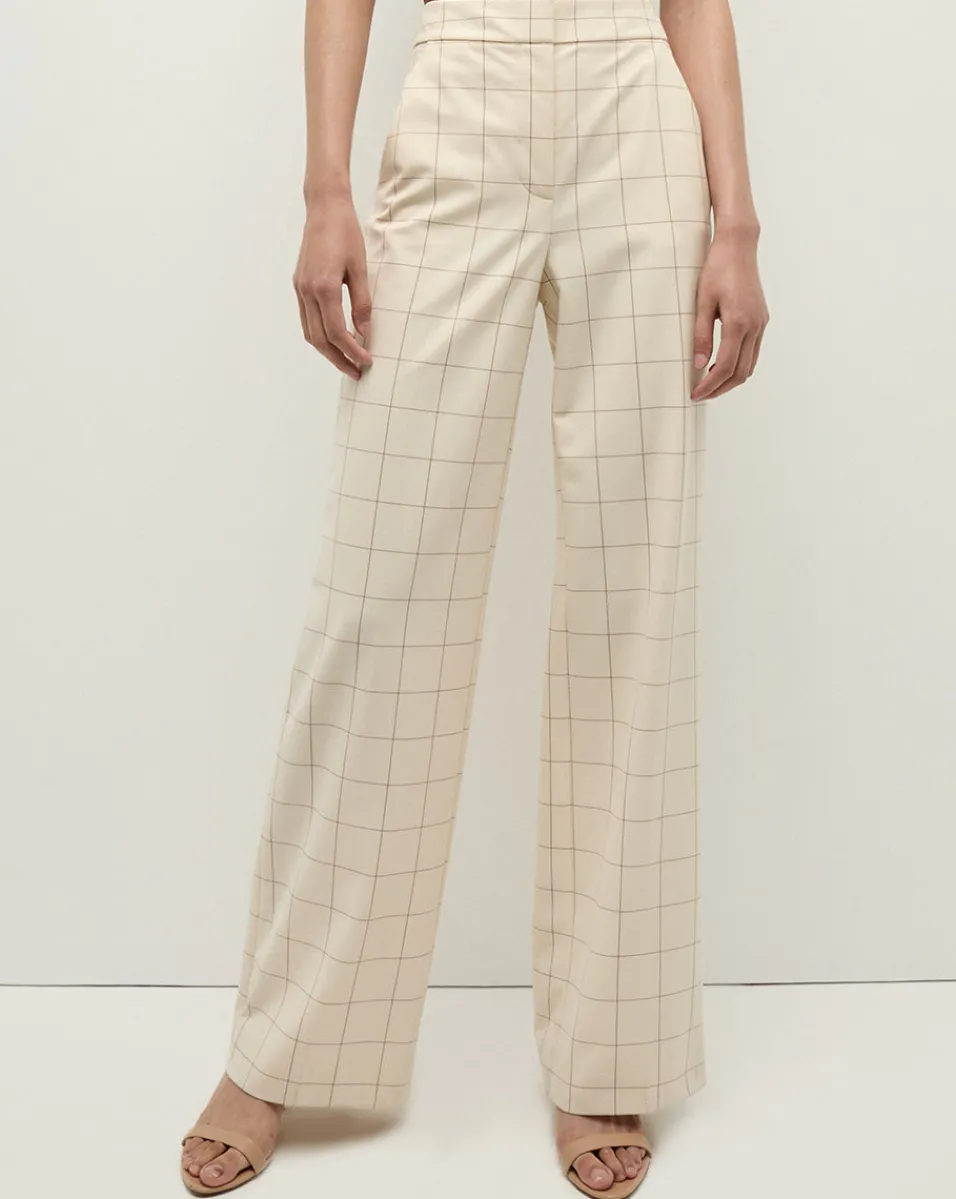 Best Veronica Beard Tonelli Plaid Pant in Ecru/Deep Ochre Ecru/DeepOchre