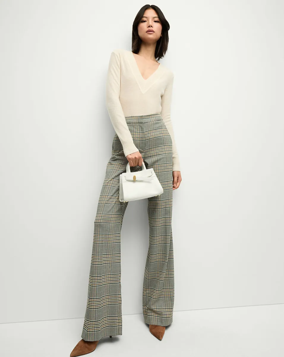 Fashion Veronica Beard Tonelli Plaid Pant in Ecru/Green Multi Ecru/GreenMulti