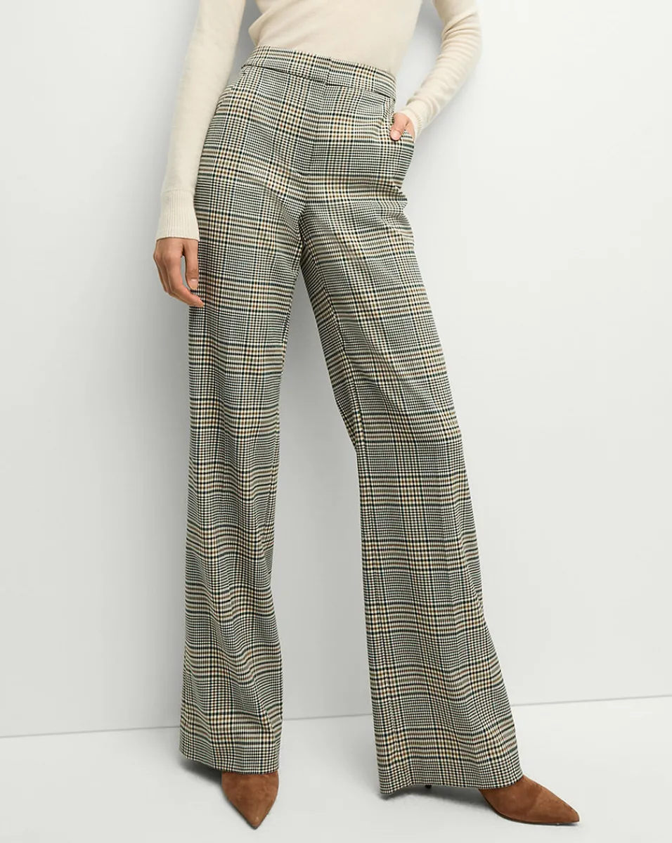 Fashion Veronica Beard Tonelli Plaid Pant in Ecru/Green Multi Ecru/GreenMulti