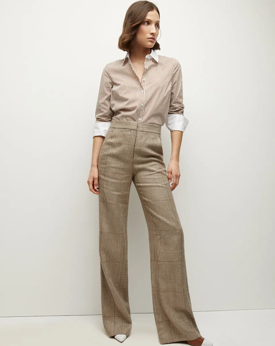 Sale Veronica Beard Tonelli Plaid Pant in Ecru/Ochre