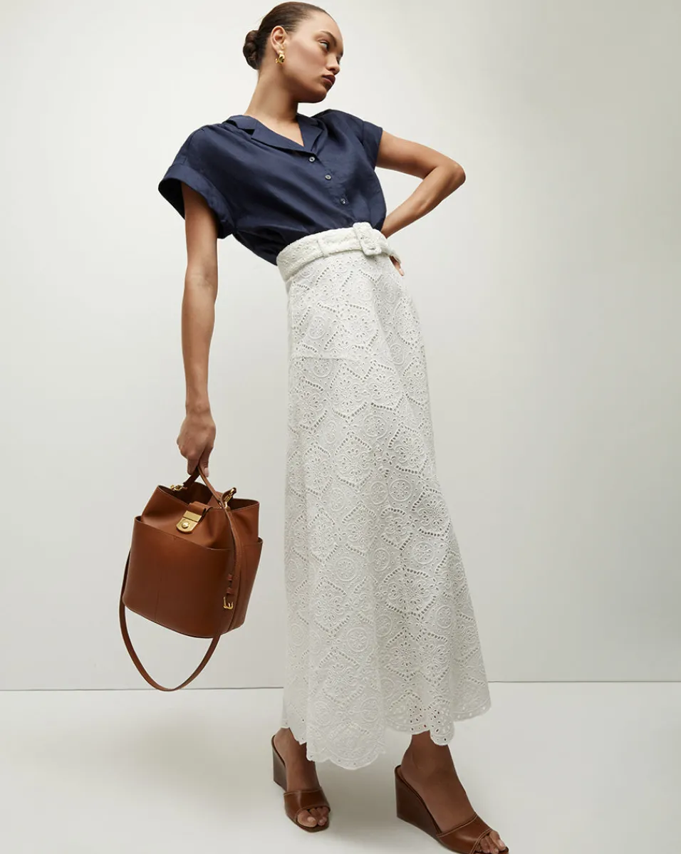 Hot Veronica Beard Vintry Eyelet Skirt White