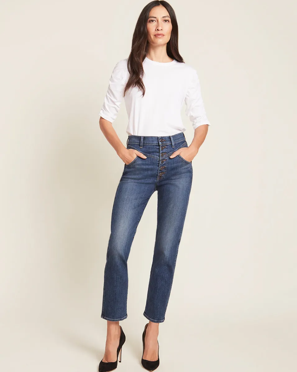 Hot Veronica Beard Waldorf Ruched-Sleeve Tee White