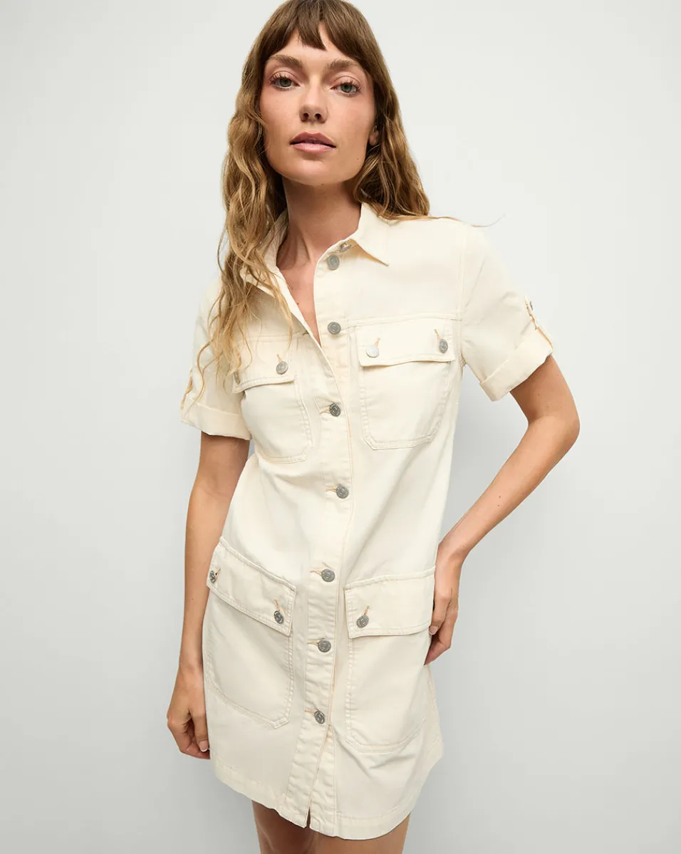 Flash Sale Veronica Beard Warren Mini Shirtdress in Ecru