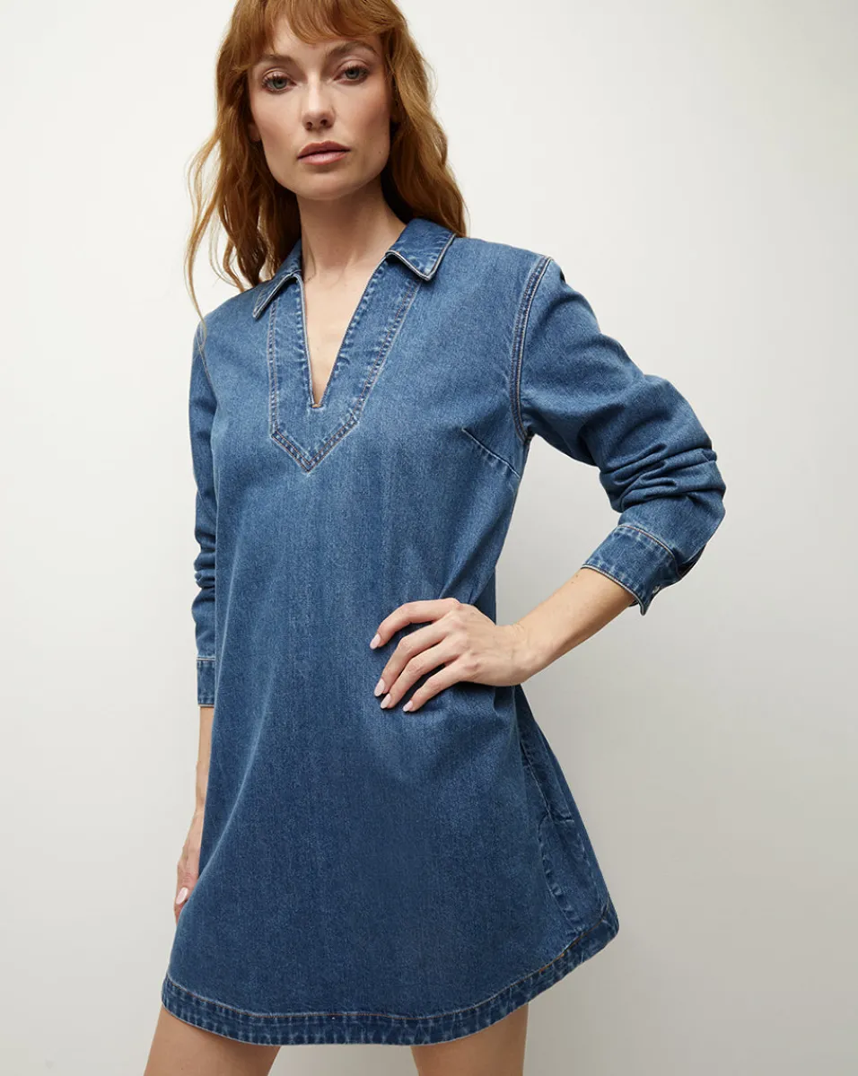 Discount Veronica Beard Wasta Denim Dress in Cornflower