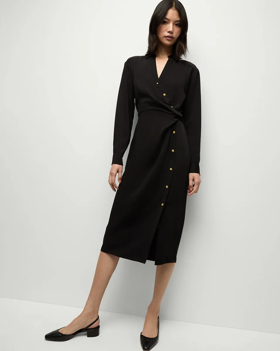 Discount Veronica Beard Wright Midi Dress in | Shirt Dress Black