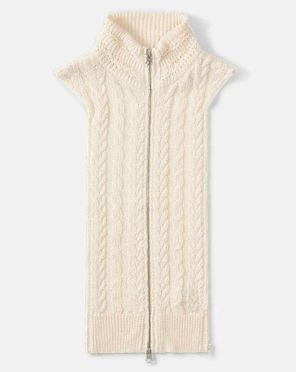 Clearance Veronica Beard Zander Cable-Knit Dickey in Dove